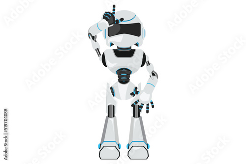 Business flat drawing robot showing loser sign on forehead with fingers. Making 'L' symbol. Humanoid robot cybernetic organism. Future robotic development concept. Cartoon design vector illustration