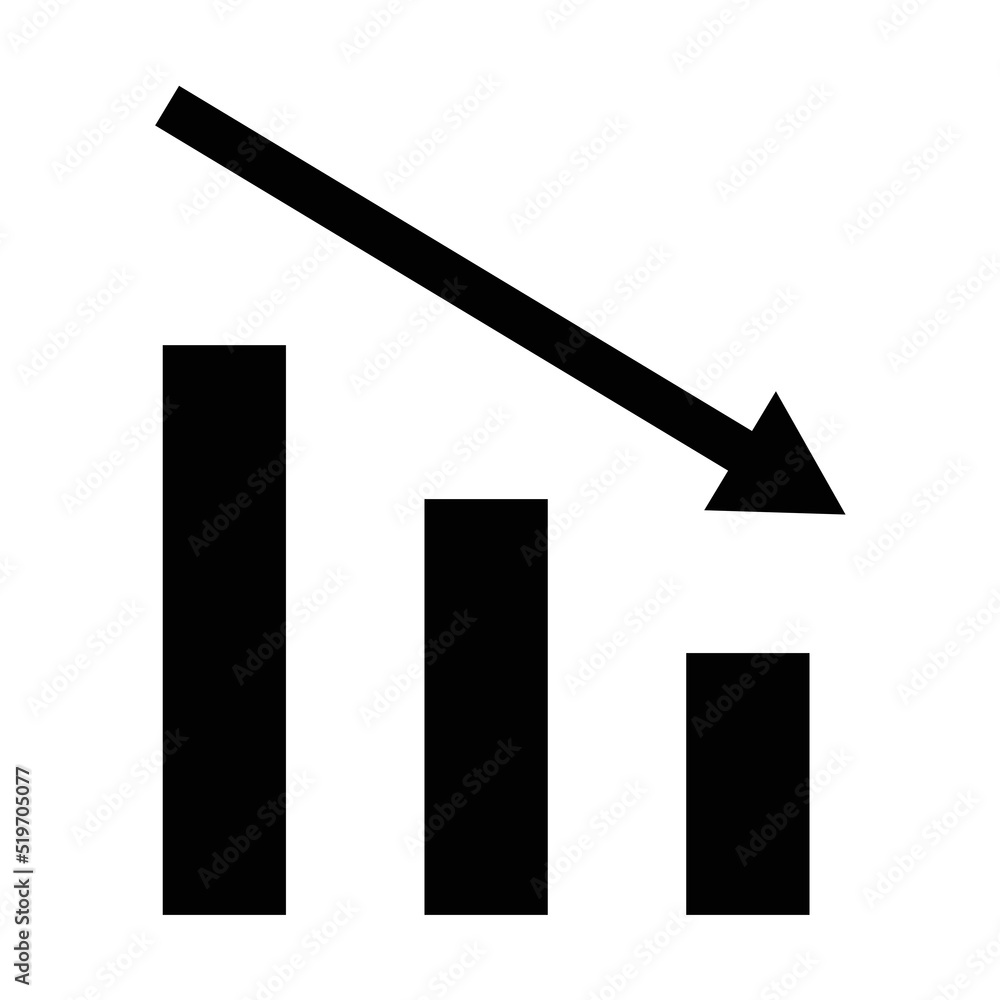 Down trend icon, full black. Suitable for website, content design, poster, banner, or video editing needs Down trend icon, full black. Suitable for website, content design, poster, banner, or video editing needs