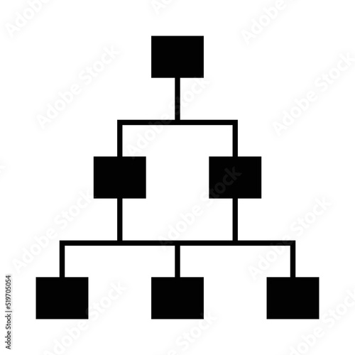 Hierarchy chart icon, full black. Suitable for website, content design, poster, banner, or video editing needs