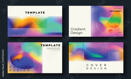 Abstract fluid gradient cover template. Set of modern poster with vibrant graphic color, colorful, geometric shapes. Gradient background design for brochure, flyer, wallpaper, banner, business card.
