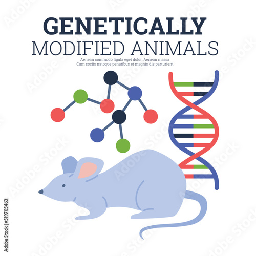 Banner about genetically modified animals flat style