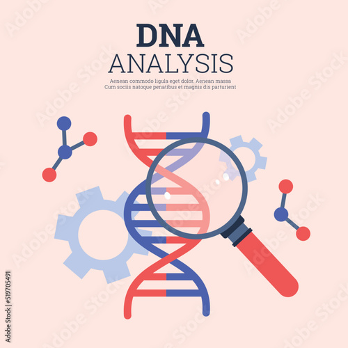 DNA analysis laboratory research banner concept, flat vector illustration.