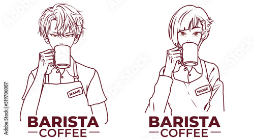Barista coffee mixer logo template