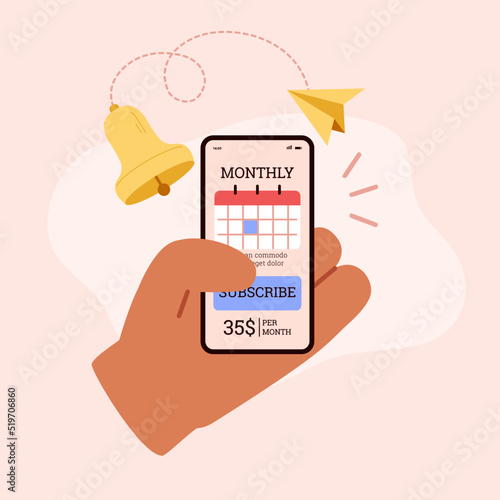 Monthly product or application subscription flat vector illustration isolated.