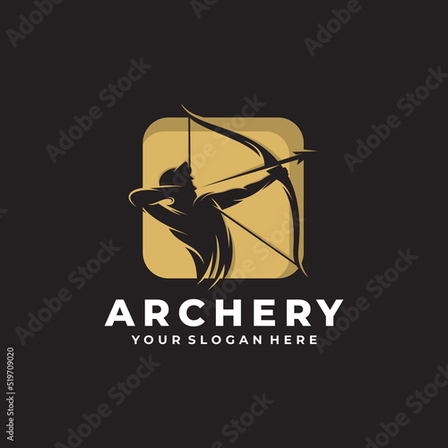 Archery man logo design vector template