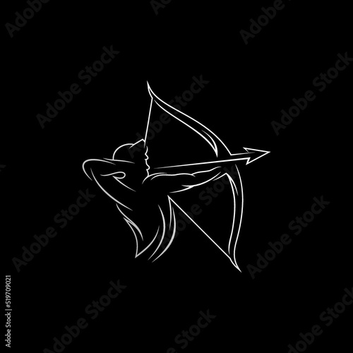 Archery man logo design vector template
