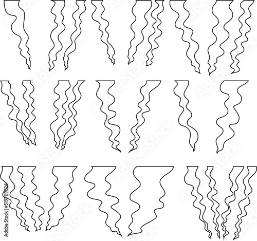 Smoke generated by fire outline set