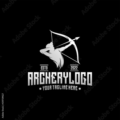 Archery man logo design vector template