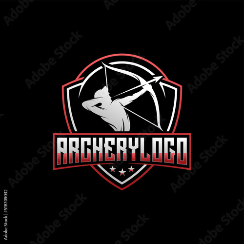 Archery man logo design vector template