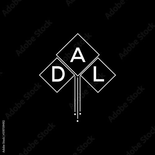 DAL letter logo design with white background in illustrator, DAL vector logo modern alphabet font overlap style.
