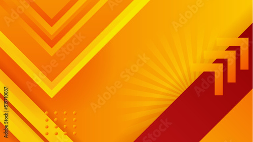 Modern red and orange flag star ribbon halftone and podium design background. Abstract background with trendy color for presentation design, flyer, social media cover, banner, nation festival banner