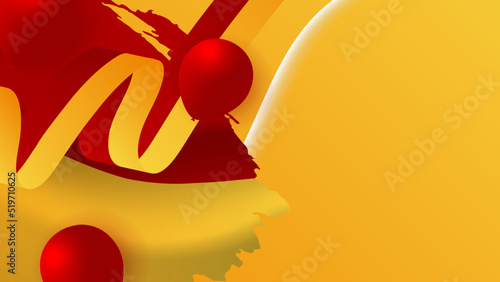 Modern red and orange flag star ribbon halftone and podium design background. Abstract background with trendy color for presentation design, flyer, social media cover, banner, nation festival banner