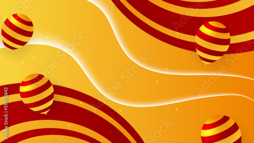 Modern red and orange flag star ribbon halftone and podium design background. Abstract background with trendy color for presentation design, flyer, social media cover, banner, nation festival banner