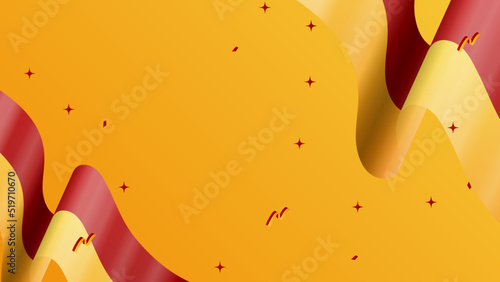 Modern red and orange flag star ribbon halftone and podium design background. Abstract background with trendy color for presentation design, flyer, social media cover, banner, nation festival banner