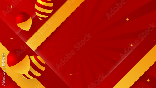 Modern red and orange flag star ribbon halftone and podium design background. Abstract background with trendy color for presentation design, flyer, social media cover, banner, nation festival banner
