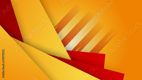Wallpaper Mural Modern red and orange flag star ribbon halftone and podium design background. Abstract background with trendy color for presentation design, flyer, social media cover, banner, nation festival banner Torontodigital.ca
