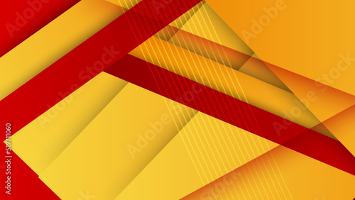 Modern red and orange flag star ribbon halftone and podium design background. Abstract background with trendy color for presentation design, flyer, social media cover, banner, nation festival banner