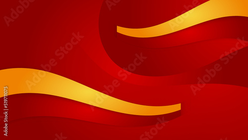 Modern red and orange flag star ribbon halftone and podium design background. Abstract background with trendy color for presentation design, flyer, social media cover, banner, nation festival banner