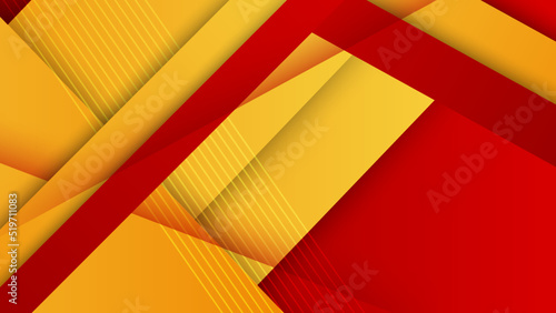Modern red and orange flag star ribbon halftone and podium design background. Abstract background with trendy color for presentation design, flyer, social media cover, banner, nation festival banner