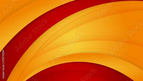 Modern red and orange flag star ribbon halftone and podium design background. Abstract background with trendy color for presentation design, flyer, social media cover, banner, nation festival banner