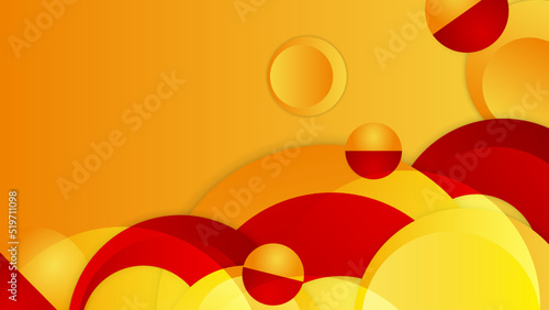 Modern red and orange flag star ribbon halftone and podium design background. Abstract background with trendy color for presentation design, flyer, social media cover, banner, nation festival banner