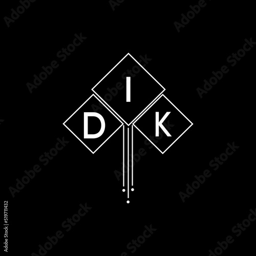 DIK letter logo design with white background in illustrator, DIK vector logo modern alphabet font overlap style.
