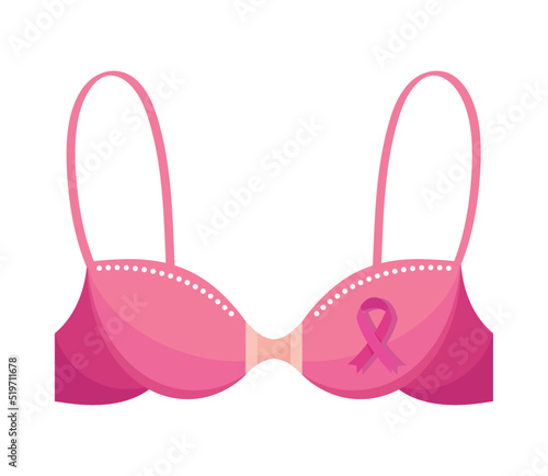 breast cancer ribbon in bra