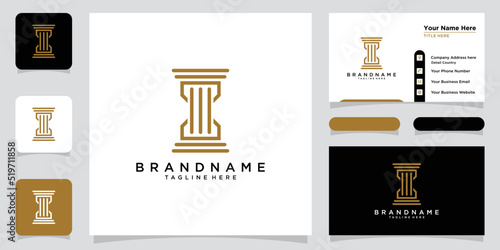 Law firm and justice concept logo with business card design