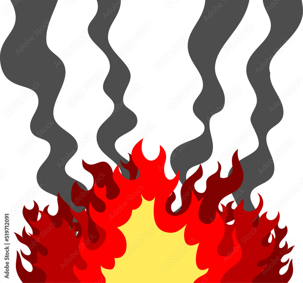 燃え盛る炎と煙 大火事のイラスト