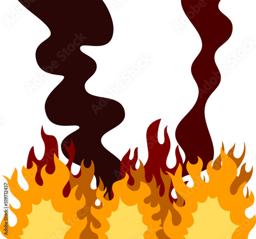 燃え盛る炎と煙 大火事のイラスト