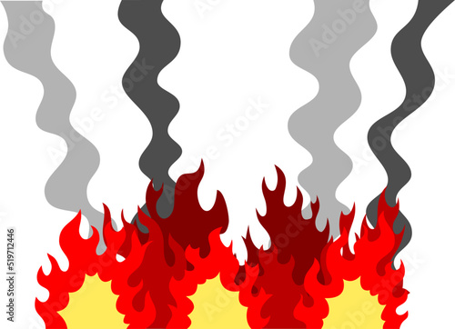 燃え盛る炎と煙 大火事のイラスト