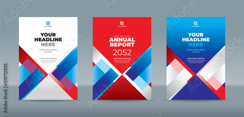 Abstrac random rectangle bars with blue, red and white backgound A4 size book cover template for annual report, magazine, booklet, proposal, portofolio, brochure, poster