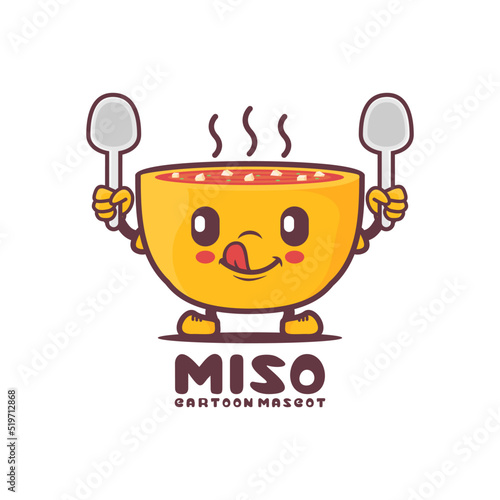 miso soup cartoon. food vector illustration