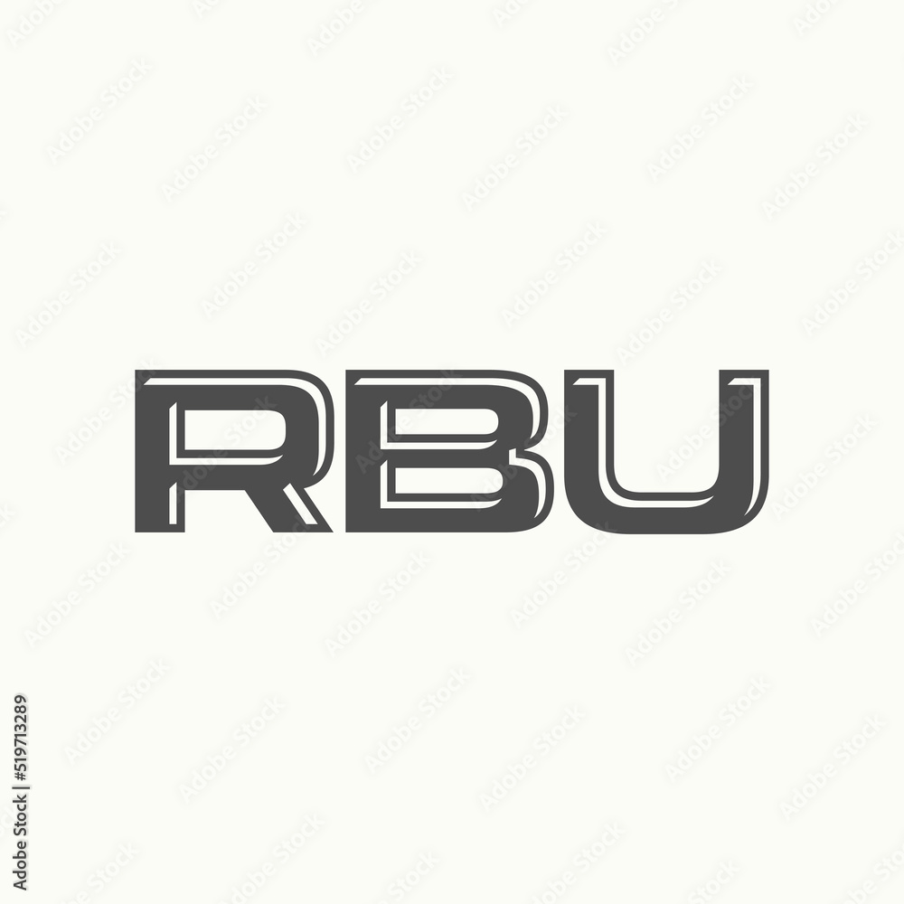 Simple and unique letter or word RBU sans serif font like 3D or shadow image graphic icon logo design abstract concept vector stock. Can be used as symbol related to initial or monogram Simple and unique letter or word RBU sans serif font like 3D or shadow image graphic icon logo design abstract concept vector stock. Can be used as symbol related to initial or monogram