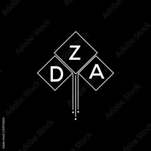 DZA letter logo design with white background in illustrator, DZA vector logo modern alphabet font overlap style.
