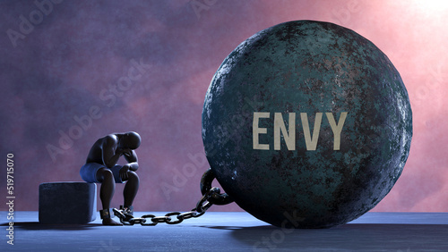 Tableau sur toile Envy that limits life and make suffer, imprisoning in painful condition