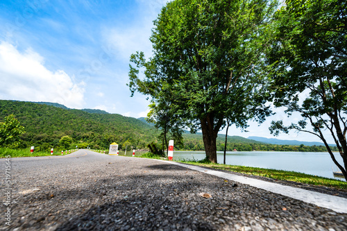 Road on the dam at Huay Tueng Tao Lake photo