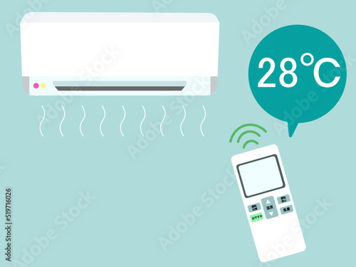 エアコン 28度 節電 温度設定 電力 クーラー ベクターイラスト