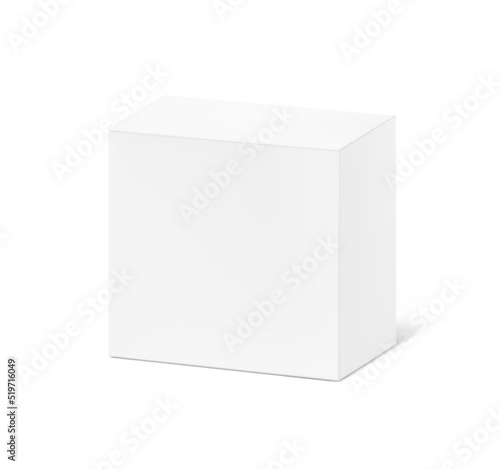 Realistic cardboard packaging box mockup. Vector illustration isolated on white background. Can be use for food, medicine, cosmetic and other. Ready for your presentation. EPS10. 