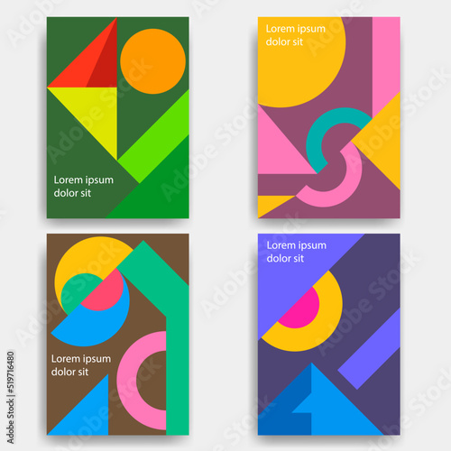 geometric brochure cover set custom modification for print template