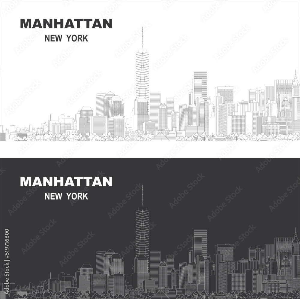 Vector illustration skyline of Manhattan, New York City, USA