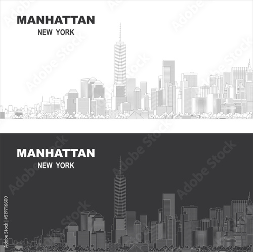 Vector illustration skyline of Manhattan, New York City, USA