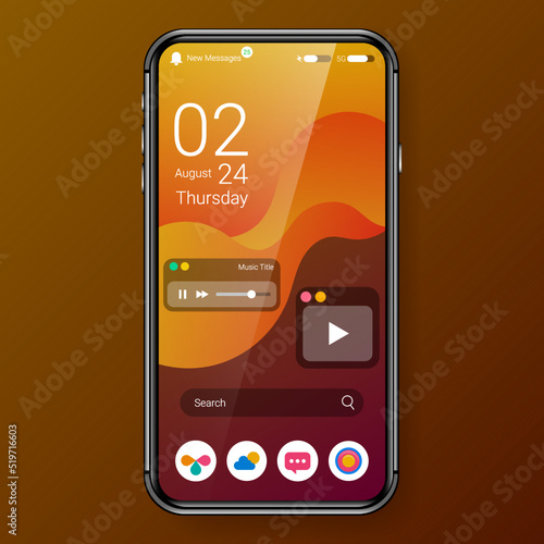 wave gradient screen mode user interface realistic mobile app design