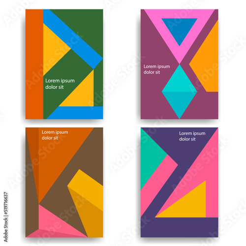 geometric brochure cover set custom modification for print template