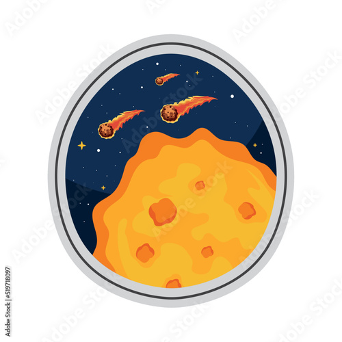 meteorites space retro sticker