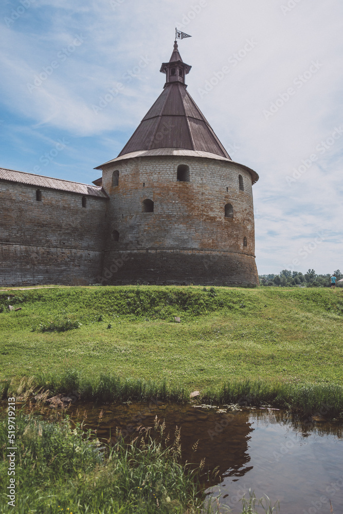 Fortress Oreshek on the shore of Lake Ladoga. photo vertical