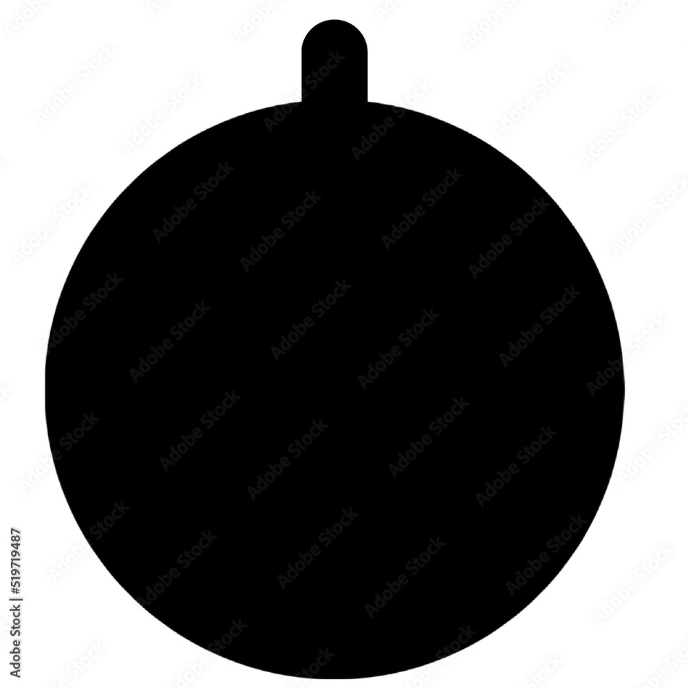 Obraz premium Christmas ball, black icon silhouette, bomb, minimalism graphic.