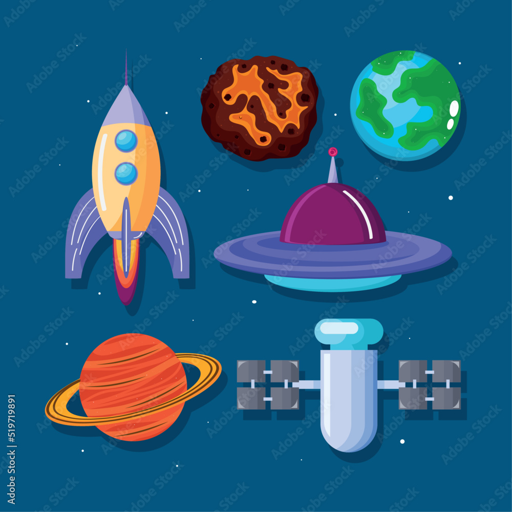 six universe space icons six universe space icons