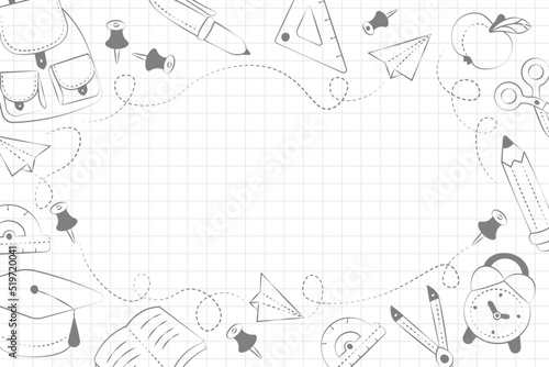 back to school hand drawn ink background with school supplies vector back to school