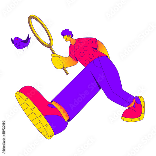 Man searching for result with magnifying glass